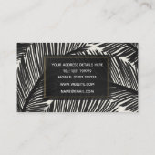 Modern zwart palm Leaf Tropical Pattern Visitekaartje (Achterkant)