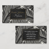 Modern zwart palm Leaf Tropical Pattern Visitekaartje (Voorkant / Achterkant)