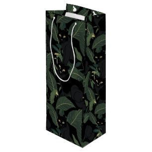 Modern zwart panter patroon wijn cadeautas