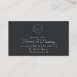 Modern zwart papier gesneden mandala receptie informatiekaartje
