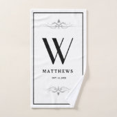 Modern zwart, persoonlijk monogram en naam handdoek (Handdoek)