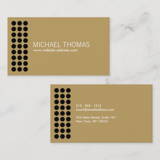 Modern zwart puntpatroon op goud visitekaartje (Voorkant / Achterkant)