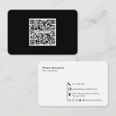 Modern zwart-QR code-Professionele sociale media Visitekaartje (Voorkant / Achterkant)
