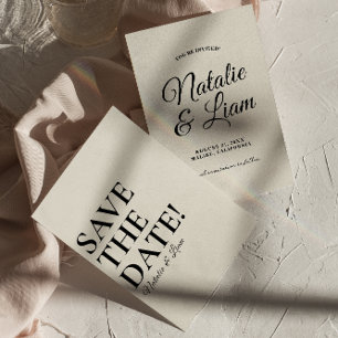 Modern Zwart & Romig Funky Bold Retro Bruiloft Save The Date