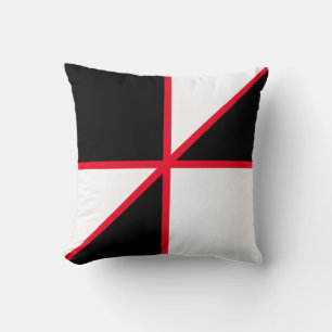 Modern Zwart Rood en Wit Kussen
