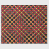 Modern zwart rood geel geruit cadeaupapier (Vlak)