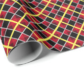 Modern zwart rood geel geruit cadeaupapier (Rol Hoek)