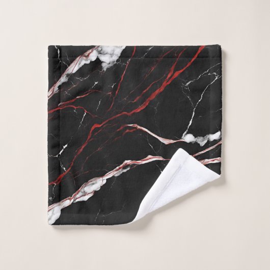 Modern zwart rood marmer bad handdoek (Wasdoekje)