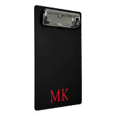 Modern Zwart Rood Monogram Initialen Mini Klembord (Schuin)
