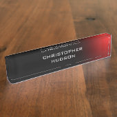 Modern Zwart Rood Plain Naambordje (Zijkant)