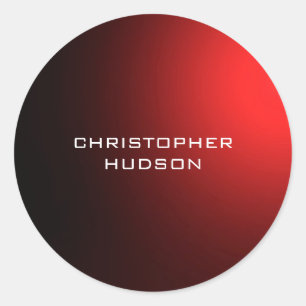 Modern Zwart Rood Plain Ronde Sticker