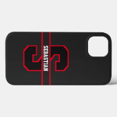 Modern Zwart Rood Wit Gepersonaliseerd Monogram Case-Mate iPhone Case (Achterkant (horizontaal))