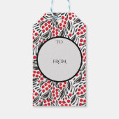 Modern Zwart Rood Wit Kerstmis Winter Berry Cadeaulabel (Achterkant)