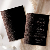 Modern zwart Roos Gold Faux Glitter Edge Wedding Kaart