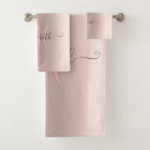 Modern zwart Roos Gold Monogram Bad Handdoek (Insitu)
