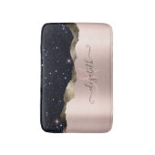 Modern zwart Roos Gold Monogram Badmat (Voorkant Verticaal)