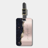 Modern zwart Roos Gold Monogram Bagagelabel (Voorkant verticaal)