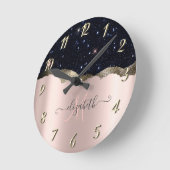 Modern zwart Roos Gold Monogram Ronde Klok (Hoek)