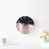 Modern zwart Roos Gold Monogram Ronde Klok (Huis)