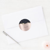 Modern zwart Roos Gold Monogram Ronde Sticker (Envelop)