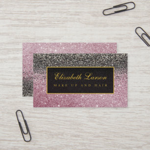 Modern Zwart Roos Gouden Glitter Beauty Make-up Visitekaartje