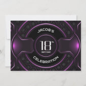 Modern Zwart Roze 18e Verjaardagsfeest Kaart (Achterkant)
