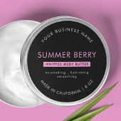 Modern Zwart & Roze Body Butter Cosmetische Potdek Ronde Sticker