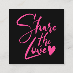 Modern zwart roze delen de liefde script typografi aanbevelingskaartje