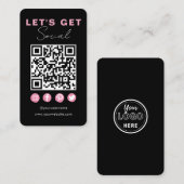 Modern Zwart Roze Verbind met ons QR Code Visitekaartje (Voorkant / Achterkant)