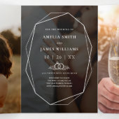 Modern zwart Save The Date Fototypografie Drieluik Uitnodiging (Binnenkant midden)