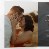 Modern zwart Save The Date Fototypografie Drieluik Uitnodiging (Binnenzijde eerst)