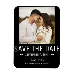 Modern Zwart Save the Date Trouwfoto Magneet