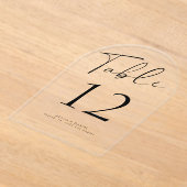 Modern zwart script bruiloft acryl tafel nummer uitnodigingen (Laagn)