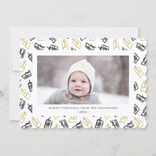 Modern zwart Script Cute Gold Black Giften Pattern Feestdagenkaart