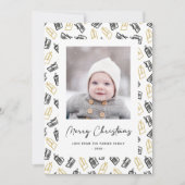 Modern zwart Script Cute Gold Black Giften Pattern Feestdagenkaart (Voorkant)