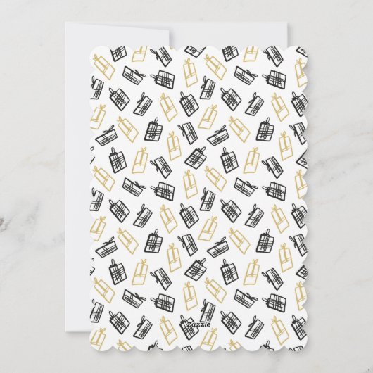 Modern zwart Script Cute Gold Black Giften Pattern Feestdagenkaart (Achterkant)