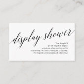 Modern zwart script, Display Shower Informatiekaartje (Voorkant)