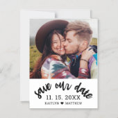 Modern Zwart Script Foto Bruiloft Save Our Date Magnetische Uitnodiging (Voorkant)