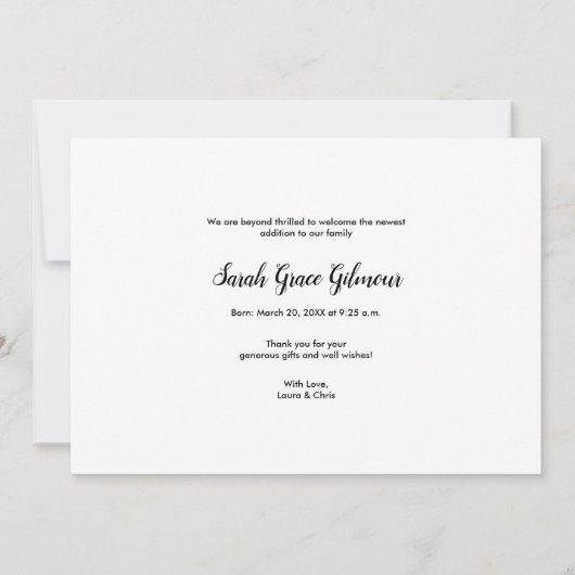 Modern zwart script gepersonaliseerd Baby shower d (Achterkant)