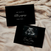 Modern zwart script 'Little Surprise' zwangerschap Aankondiging