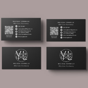 Modern Zwart Sociaal Media QR Code Zakelijk Logo Visitekaartje