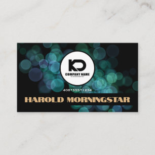 Modern zwart teal bokeh met Qr en logo Visitekaartje