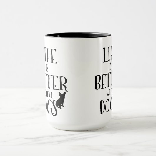 Modern zwart tekst ontwerp-leven is beter met hond mok (Midden)