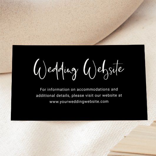 Modern zwart | Trouwwebsite Informatiekaartje