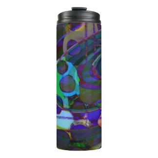 Modern zwart, turquoise en paarse grid thermosbeker