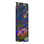 Modern zwart, turquoise en paarse grid thermosbeker (Geroteerd rechts)