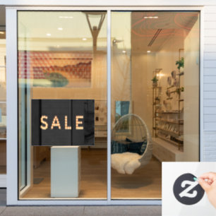 Modern zwart verkoop licht teken raamsticker