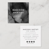 Modern zwart Waterverf vierkant Visitekaartje (Voorkant / Achterkant)