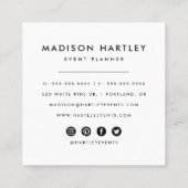 Modern zwart Waterverf vierkant Visitekaartje (Achterkant)