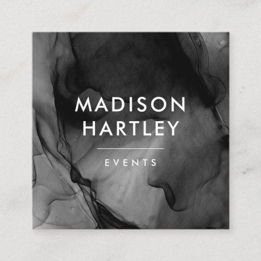 Modern zwart Waterverf vierkant Visitekaartje (Voorkant)
